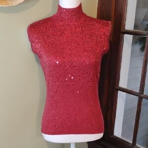 Dressbarn Sparkling Red Sequin Blouse